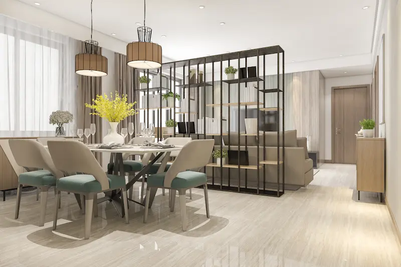 Living room en un loft de lujo